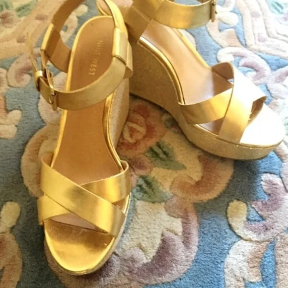 Gold Wedge Sandals - Picture 3 of 4
